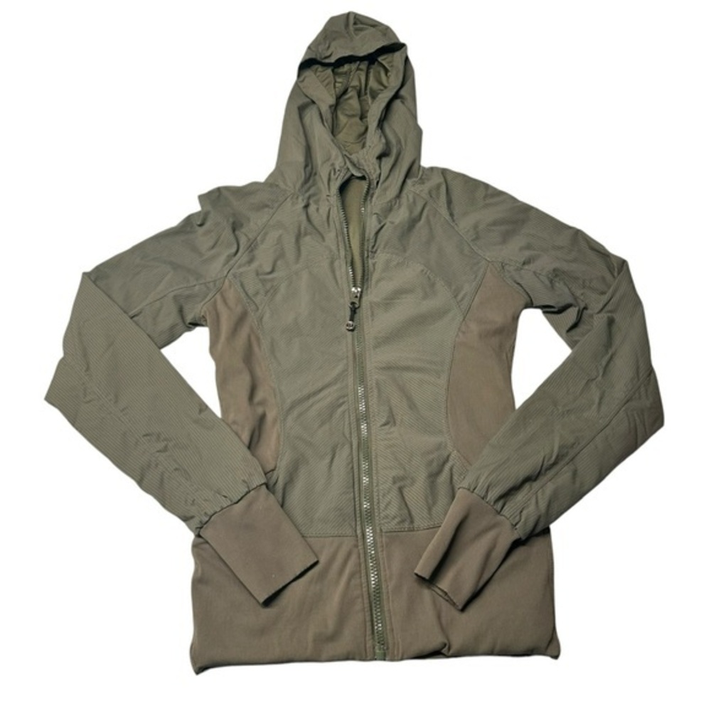 Lululemon Women’s Size 2 Full Zip Hoodie Jacket Army Green Fitted Running Sporty